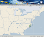 Tropical Depression  forecast track map as of National Hurricane Center discussion number 5