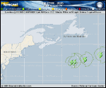 Tropical Storm Dexter forecast track map as of National Hurricane Center discussion number 13