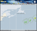 Tropical Depression  forecast track map as of National Hurricane Center discussion number 15