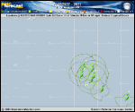 Tropical Depression  forecast track map as of National Hurricane Center discussion number 30