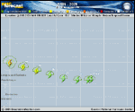 Tropical Storm Erin forecast track map as of National Hurricane Center discussion number 10
