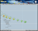 Tropical Storm Erin forecast track map as of National Hurricane Center discussion number 13