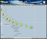 Tropical Storm Erin forecast track map as of National Hurricane Center discussion number 16