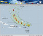 Hurricane Erin forecast track map as of National Hurricane Center discussion number 21