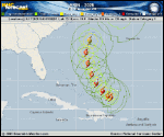 Hurricane Erin forecast track map as of National Hurricane Center discussion number 28