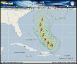 Hurricane Erin forecast track map as of National Hurricane Center discussion number 42