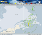 Tropical Depression  forecast track map as of National Hurricane Center discussion number 42