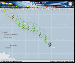 Tropical Storm Gabrielle forecast track map as of National Hurricane Center discussion number 2