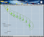 Tropical Storm Gabrielle forecast track map as of National Hurricane Center discussion number 3