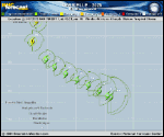 Tropical Storm Gabrielle forecast track map as of National Hurricane Center discussion number 5