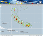 Hurricane Humberto forecast track map as of National Hurricane Center discussion number 11