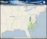Tropical Depression  forecast track map as of National Hurricane Center discussion number 33