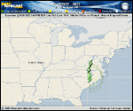 Tropical Depression  forecast track map as of National Hurricane Center discussion number 35