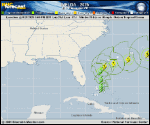 Tropical Storm Imelda forecast track map as of National Hurricane Center discussion number 11