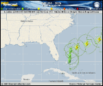 Tropical Storm Imelda forecast track map as of National Hurricane Center discussion number 12