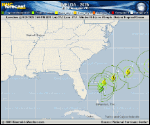 Tropical Storm Imelda forecast track map as of National Hurricane Center discussion number 14