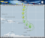 Tropical Storm Jerry forecast track map as of National Hurricane Center discussion number 10