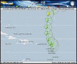 Tropical Storm Jerry forecast track map as of National Hurricane Center discussion number 12