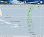 Tropical Storm Jerry forecast track map as of National Hurricane Center discussion number 13