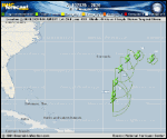 Tropical Depression  forecast track map as of National Hurricane Center discussion number 18