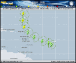 Tropical Storm Jerry forecast track map as of National Hurricane Center discussion number 6