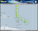 Tropical Storm Jerry forecast track map as of National Hurricane Center discussion number 8