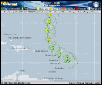 Tropical Storm Jerry forecast track map as of National Hurricane Center discussion number 9