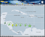 Tropical Storm Julia forecast track map as of National Hurricane Center discussion number 6