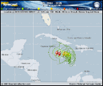Tropical Storm Melissa forecast track map as of National Hurricane Center discussion number 10