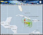 Tropical Storm Melissa forecast track map as of National Hurricane Center discussion number 12
