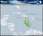 Tropical Storm Melissa forecast track map as of National Hurricane Center discussion number 4