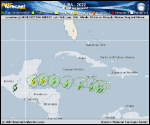 Tropical Storm Lisa forecast track map as of National Hurricane Center discussion number 4