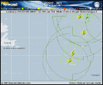 Tropical Depression  forecast track map as of National Hurricane Center discussion number 10