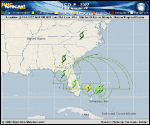 Tropical Storm Nicole forecast track map as of National Hurricane Center discussion number 11
