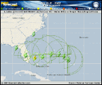 Tropical Storm Nicole forecast track map as of National Hurricane Center discussion number 3