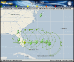 Tropical Storm Nicole forecast track map as of National Hurricane Center discussion number 4