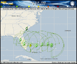 Tropical Storm Nicole forecast track map as of National Hurricane Center discussion number 5
