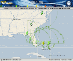 Tropical Storm Nicole forecast track map as of National Hurricane Center discussion number 9